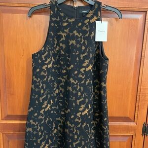 Theory Black and Brown Patterned Mini Dress